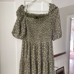 Floral smocked bodice maxi dress